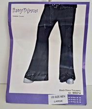 Divertido Moda Para Hombre Negro Disco Hippie Disfraz Pantalones Talla Grande