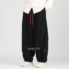 Pantalones Sueltos Informales de Pana Estilo Chino Retro Para Hombres Primavera Otoño Talla