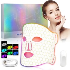 Máscara facial LED de 7 colores terapia de luz inalámbrica silicona roja y azul antienvejecimiento acné