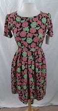 Vestido LuLaRoe Amelia Para Mujer S Rosa Verde Abstracto Floral Línea A Bolsillos Nuevo con Etiquetas