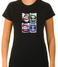 Colorida camiseta para mujer blanca de manga corta con labios art 3/4 F445