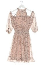 VILA Vestido de Gasa Mujer Estampado Floral Vestido de Fiesta Rosa Talla 34 Elegante