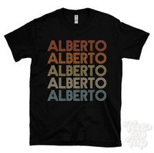 CAMISETA ESTILO RETRO REPETIDO ALBERTO Hombre y Mujer Novedad Genial Nombre Regalo