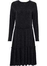 Neu Glitzer-Jerseykleid Gr. 32/34 Schwarz Kurzes-Kleid Langarm Jersey-Dress