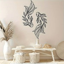 Goldfish Metal Arte de Pared Decoración Colgante de Pared para Hogar Jardín Sala Dormitorio