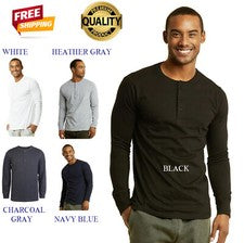 Nuevo Para Hombres Henley Camisa Camisetas Camisas Manga Larga Algodón Pullover Cómodo Botón