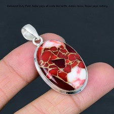 Colgante de plata de ley ovalado Kingman rojo mohave cobre turquesa piedras preciosas bisel