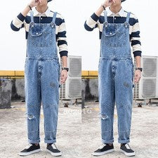Moda Para Hombres Mono Denim Pantalones Carga Monos Peto Pantalones Sueltos Jeans Ropa de Trabajo