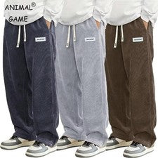 Nuevos Pantalones Informales de Pana para Hombres Moda Calce Suelto Pantalones Sueltos Pantalones de Sudadera Rectos