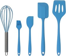 Juego de utensilios de cocina de 5 piezas de silicona - Juego resistente al calor 600 ° F - 5, azul