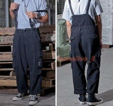 Pantalones con tirantes estilo japonés holgados grandes bolsillos pantalones sueltos pantalones informales