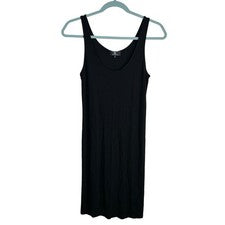 Vestido sin mangas AG Adriano Goldschmied para mujer pequeño negro mini acanalado cuello redondo NUEVO