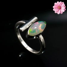 Anillo de plata esterlina 925 con piedras preciosas de ópalo etíope hecho a mano anillo de joyería para regalo