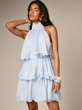 Minivestido con dobladillo escalonado azul AiiRZ escote halter