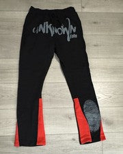 Moda Nova Para Hombre Negro/Rojo Pantalones de Correr Cintura Cordón 100% Algodón L