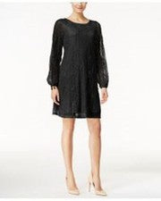 Vestido para mujer Style & Co manga transparente de encaje negro profundo talla S