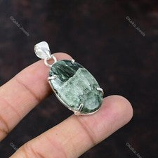 Regalo para ella colgante de joyería de piedras preciosas de serafinita natural de plata de ley 925