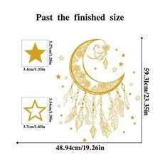 Pegatina de Pared Decorativa para Celebración Eid Oro Luna Estrella Mandala Diseño Vinilo
