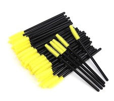 Paquete de 50 cepillos desechables para pestañas varitas aplicador amarillo