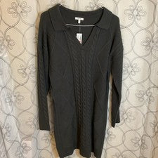 Nuevo con etiquetas Vestido Suéter Para Mujer Maurices Gris Manga Larga Cuello Talla Grande Cuello en V