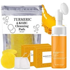 Juego de tres piezas de lavado y cuidado de cúrcuma, trío de cúrcuma: lavado facial, limpieza