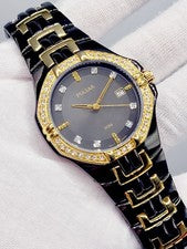 JAPÓN [NUEVO] 40mm PULSAR por SEIKO Reloj Hombre Dos Tonos Diamante Bisel y Esfera Fecha