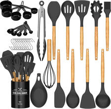 Juego de utensilios de cocina 33 piezas de espátulas de cocina antiadherentes de silicona para cocina