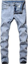 Pantalones de mezclilla desgastados rasgados azules negros ZLZ para hombre calce ajustado, talla 36 moda para hombre