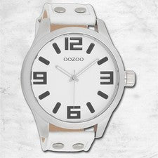 Oozoo Unisex Reloj de Pulsera Timepieces Analógico Cuero Blanco UOC1000A