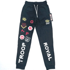 Pantalones de chándal World of Troop de vellón para hombre negros Troop diseños de parche real premium