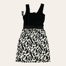 Mini Vestido A Byer Mujer Popelina Negro Estampado Animal Nuevo con Etiquetas Talla M Defectos