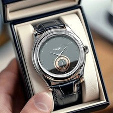 Moda Hombres Negocios Cuero Negro Cuarzo Analógico Relojes Regalo Diario