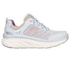 Skechers D Lux Mujer Informal 149023-LGC Walker-Movimiento Infinito Gris Claro Coral