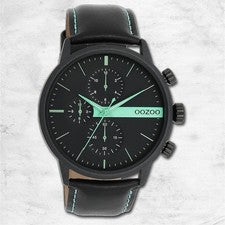 Oozoo reloj de pulsera para hombres Timepieces analógico cuero negro UOC11229