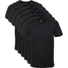 Camisetas Gildan para hombre con cuello en V, multipack, estilo G1103, negras (paquete de 6),