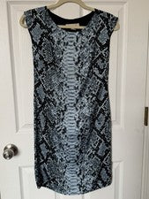 Vestido vaina MICHAEL KORS para mujer azul piel de serpiente estrás sin mangas XXS NUEVO CON ETIQUETAS
