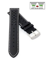 Correa de reloj de cuero suave Easy-Klick modelo Sportiva negro-WN 22 mm