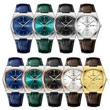 Men's New Casual Quartz Watch Waterproof Leather Band Fashion Wristwatch