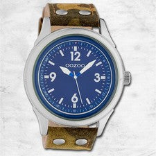 Oozoo Reloj Unisex Timepieces Analógico De Cuero Camuflaje Verde UOC10351
