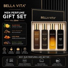 Bella Vita Hombre Perfume Set de Regalo 4x20ml Larga Duración Oud Citrus CEO KLUB