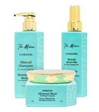 Kit de champú hidratación mineral (8,5 oz), barro mineral (8,5 oz) y todo en uno