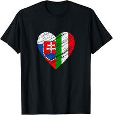 Camiseta Eslovaquia Italia Corazón Bandera Italiana Bandera Eslovaca Amor Corazón