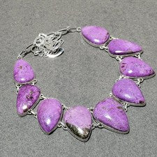 Collar Hecho a Mano Regalo Joyería Moda Piedras Preciosas Forma Pera Purpurita 18" SR 6785