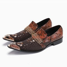 Zapatos formales de fiesta de vestir 100 % de cuero real estilo británico con puntera de metal para hombre 38-46