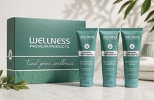 Wellness Premium Hidratación Top 3 Caja de Viaje Set de Cuidado del Cabello Aceite de Cáñamo