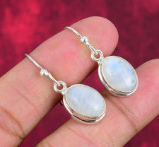 Pendientes delicados de plata de ley 925 hechos a mano con piedras preciosas de luna arco iris joyería