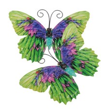 Arte de pared de mariposa de hierro duradero 2 piezas decoración para uso doméstico verde