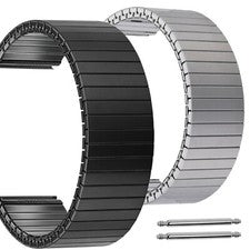 Correa de reloj elástica de acero inoxidable correa de tracción de metal correa flexible negro plata 18 20 22