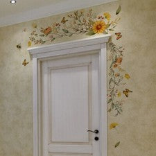 Pegatinas de pared de flores de PVC calcomanías para puertas de habitación de hogar decoración de mariposas para dormito