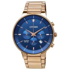 Citizen Cronógrafo AN8223-54L Esfera Azul Tono Oro Rosa Reloj Hombre Cuarzo N...